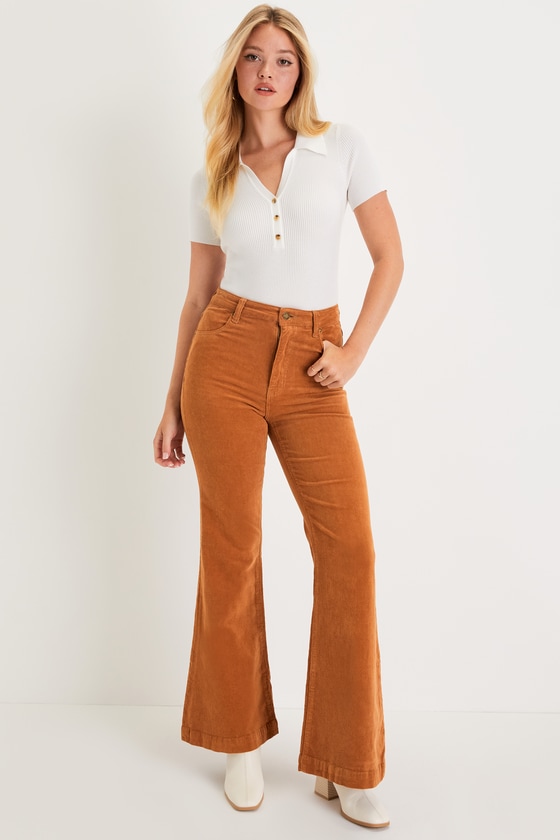 East Coast Tan Corduroy High Rise Flare Pants 5