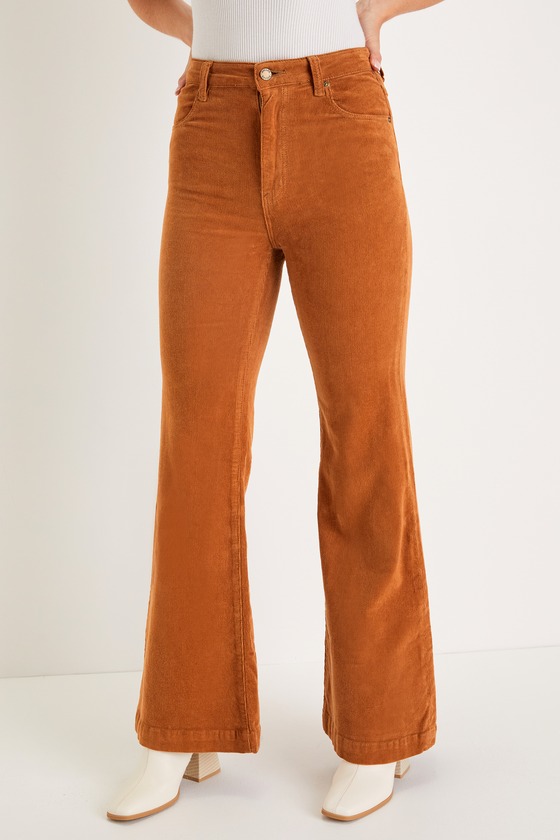 East Coast Tan Corduroy High Rise Flare Pants 8