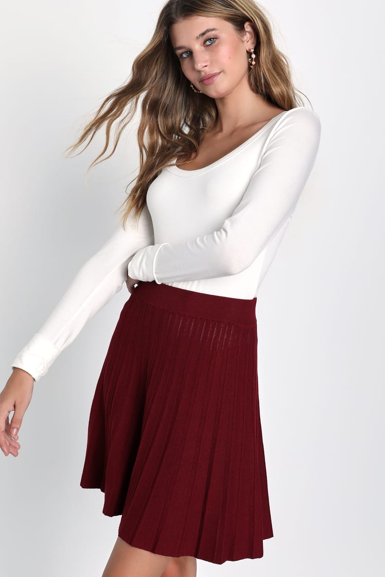 burgundy skirt