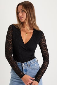 Adorable Embrace Black Lace Long Sleeve Bodysuit 4