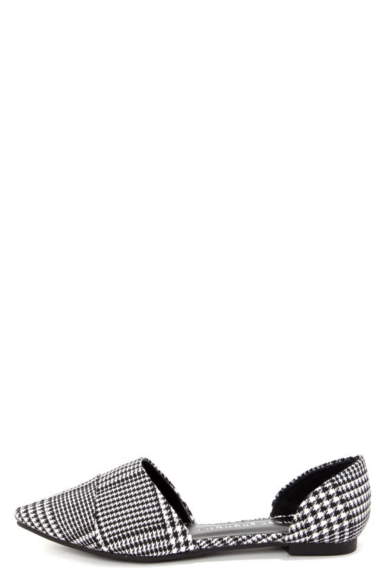 black and white plaid flats
