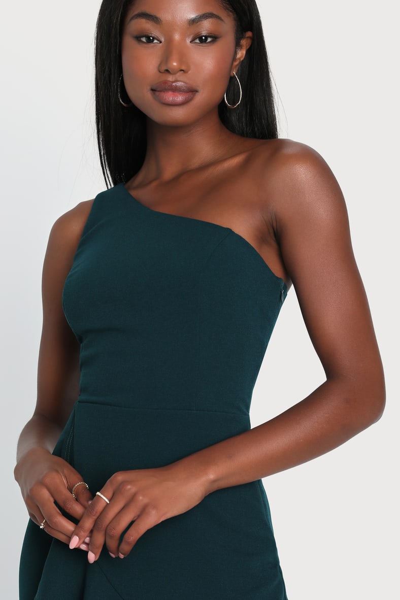 Lavish Looks Gold Satin One-Shoulder Tie-Strap Maxi Dress