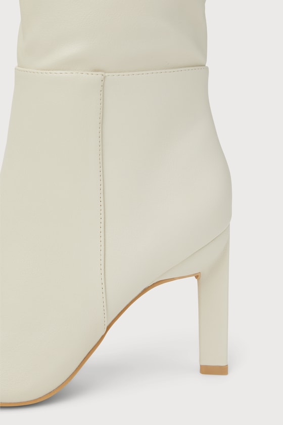 Cream Knee-High Boots - Faux Leather Boots - Pointed-Toe Boots - Lulus