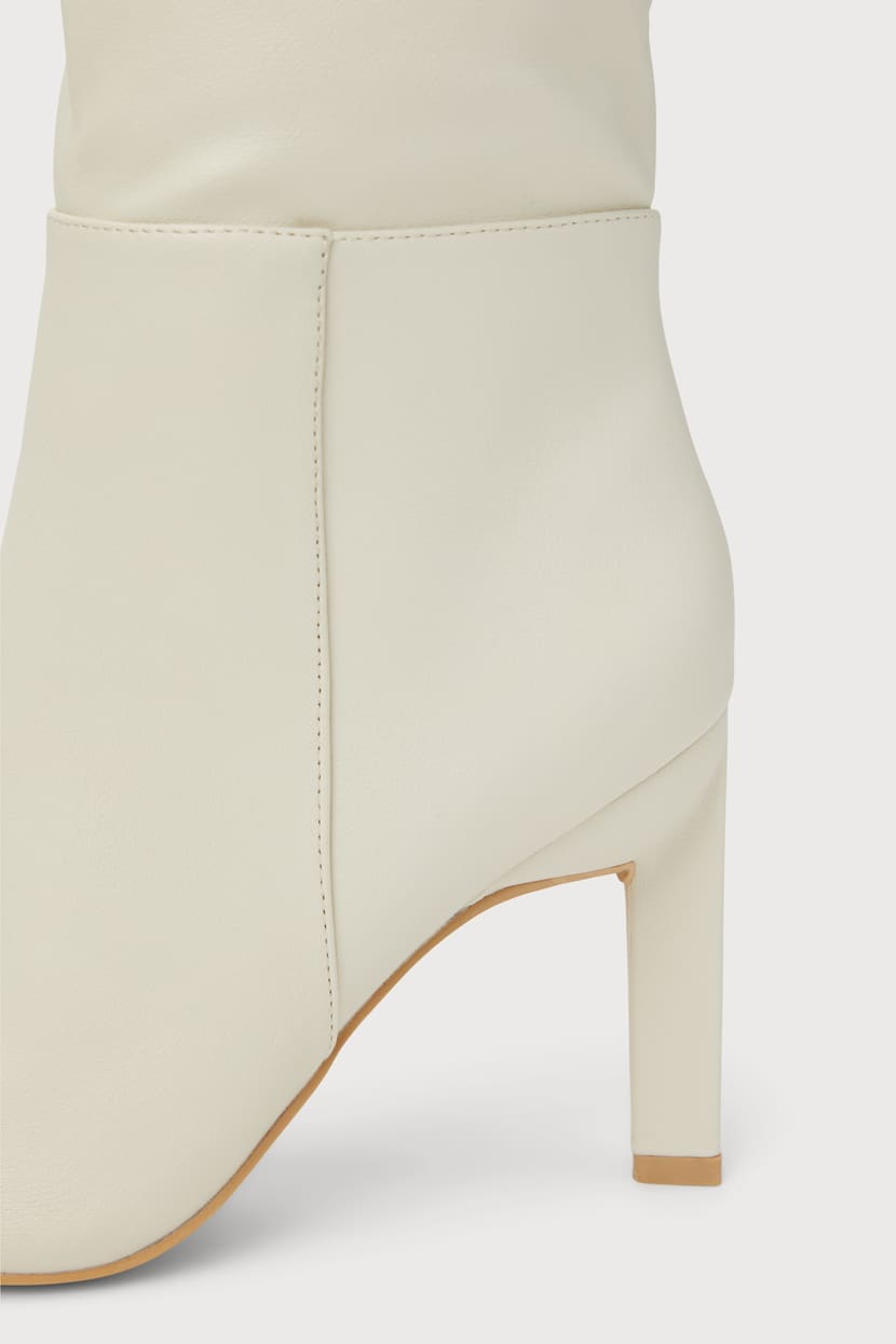 white christmas dresses Women's Stand Corrected Ivory Faux Leather Suede Ankle Boots | Size: 5.5