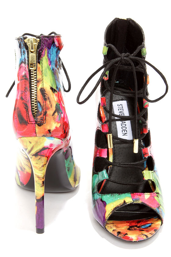 floral closed toe heels