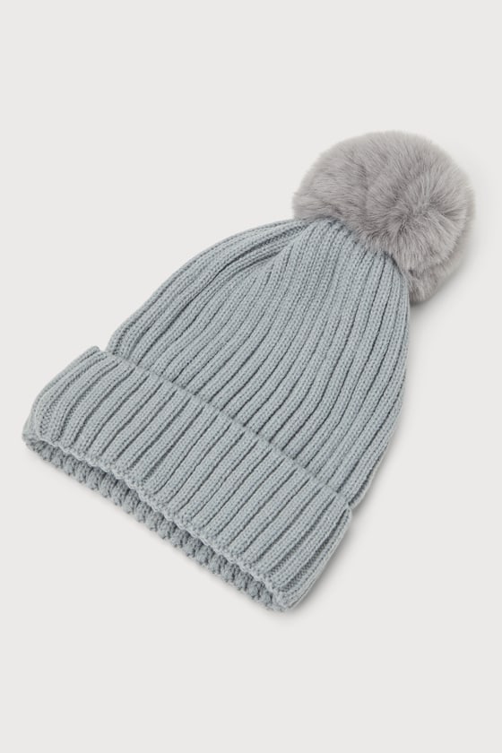 Chalet Charisma Grey Ribbed Pom-Pom Beanie 1