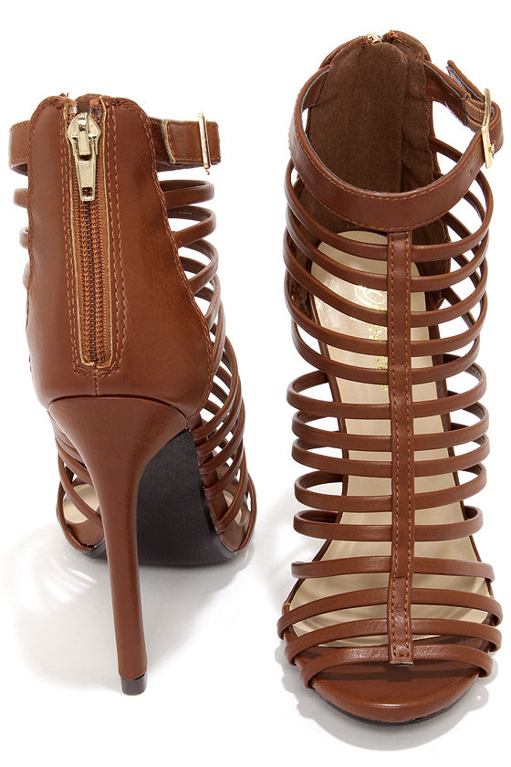 Tan caged heels on sale