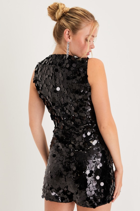 Rylee sequin romper - black