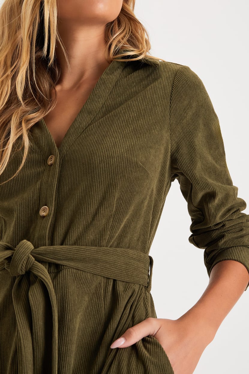 green emerald velvet dress FRNCH Alouette Hunter Green Corduroy Dress at Maria Vincent Boutique main image 1