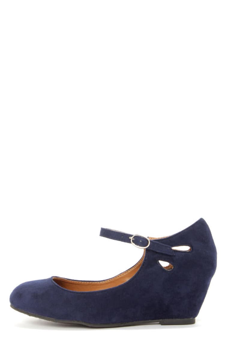 Cute Navy Blue Shoes - Ankle Strap Shoes - Blue Wedges - $26.00 - Lulus
