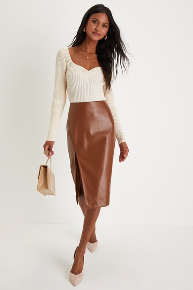 Chic Black Pencil Skirt - Leather Skirt - Vegan Leather Skirt - Lulus