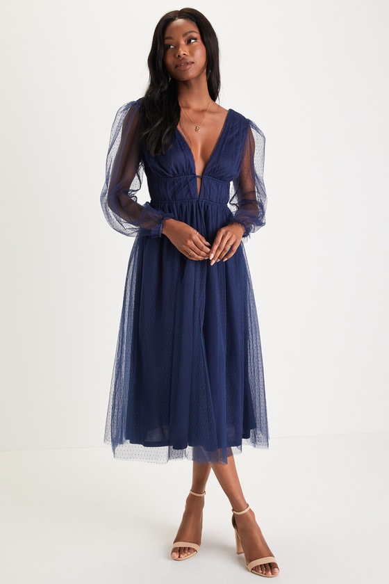 Casero & Associates Dotted Swiss Dress, Blue