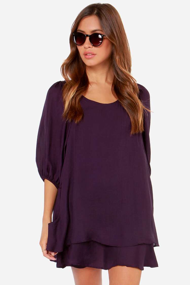 dark purple shift dress Lucy Love Gabriella - Purple Shift Dress - $75.00