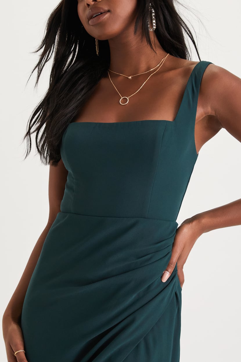 Glamorous Disposition Emerald Green Ruched Maxi Dress
