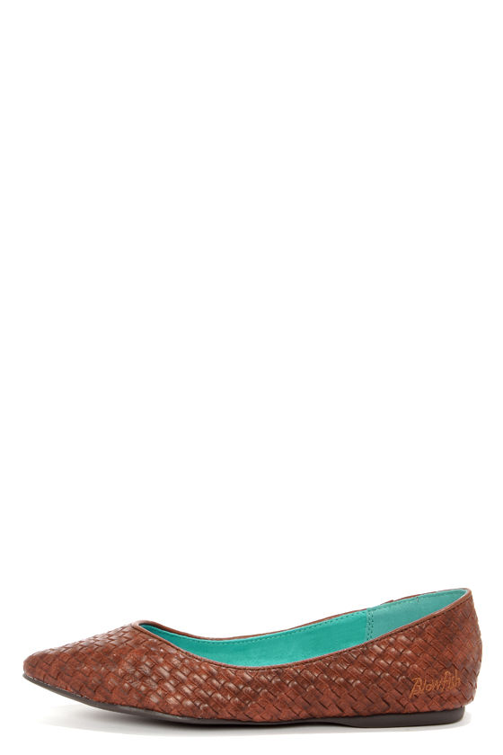 cognac pointed toe flats