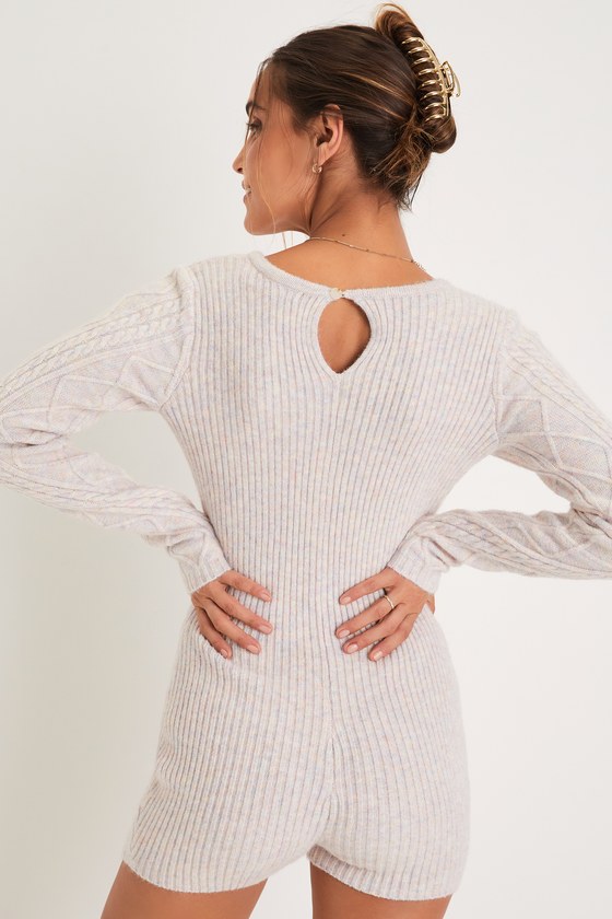 Blush Sweater Romper - Cable Knit Romper - Speckle Knit Romper - Lulus