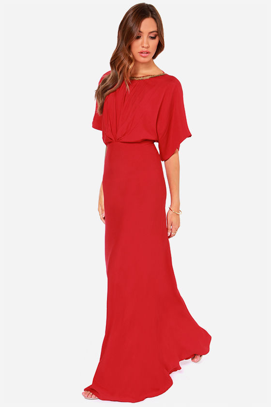 Break Free Beaded Red Maxi Dress