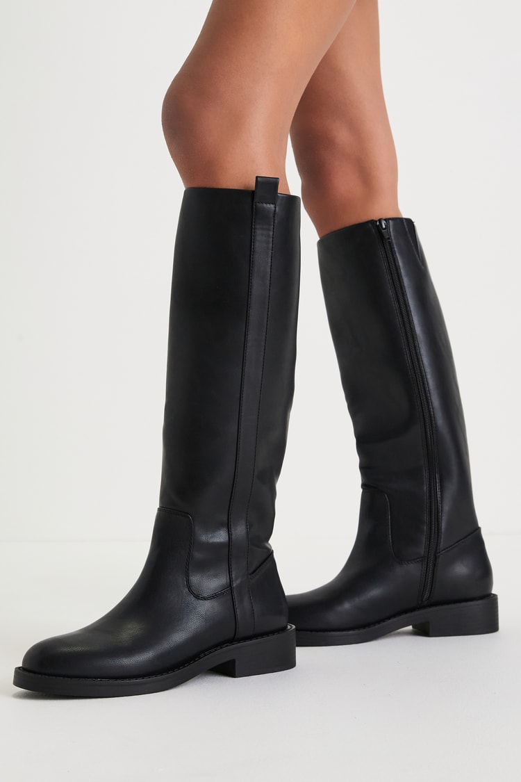 DV by Dolce Vita Pennie Boots - Black Tall Boots - Low Heel Boots