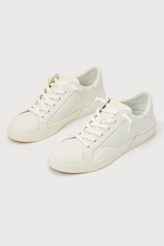 Zina White Leather Lace-Up Sneakers 1