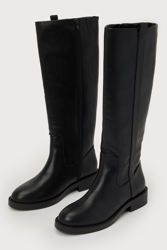 Pennie Black Low Heel Knee-High Boots 2