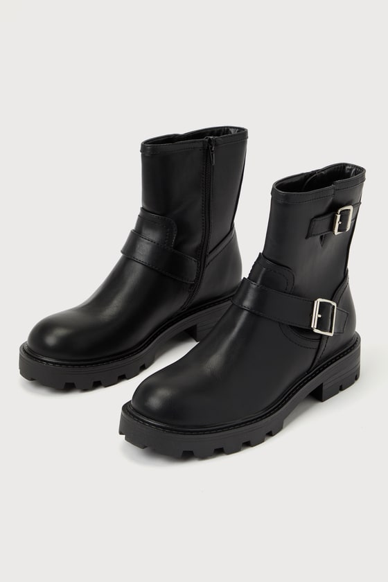 Fareway Black Paris Buckle Ankle Moto Boots 2