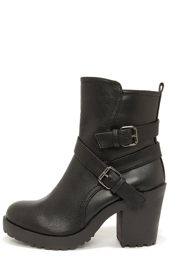 Cool Black Boots - Ankle Boots - Mid Calf Boots - Buckle Boots - $37.00 ...