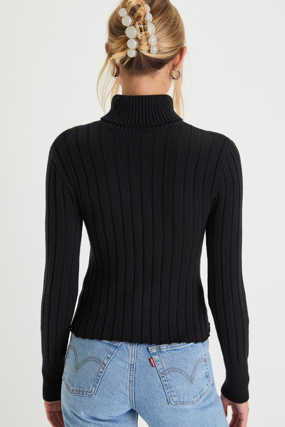 Style & Co Ribbed Turtleneck Sweater Black Size S
