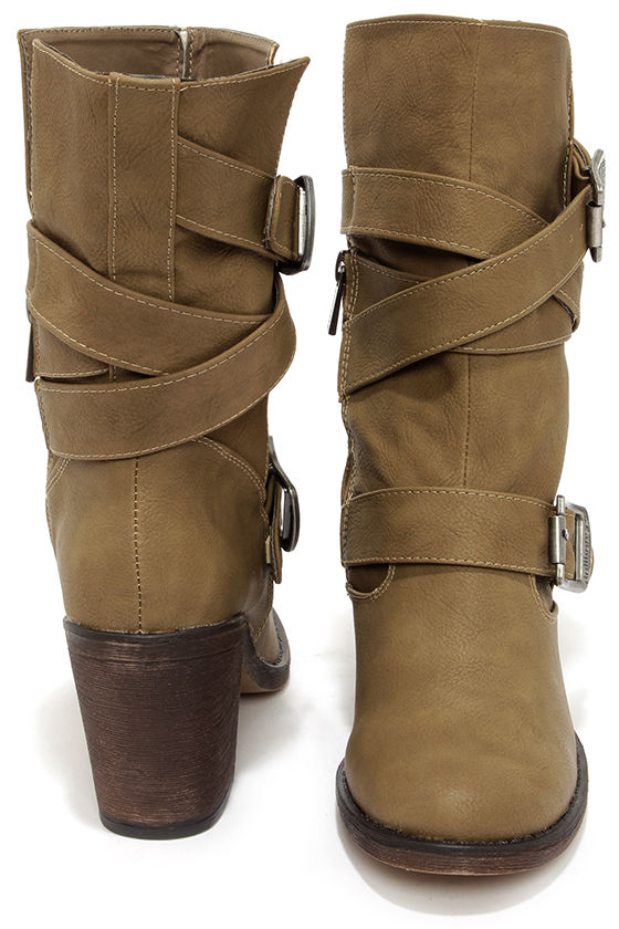 wide calf boots taupe