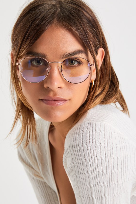 Glance With Me Rose Gold Wire Framed Blue Light Glasses 1