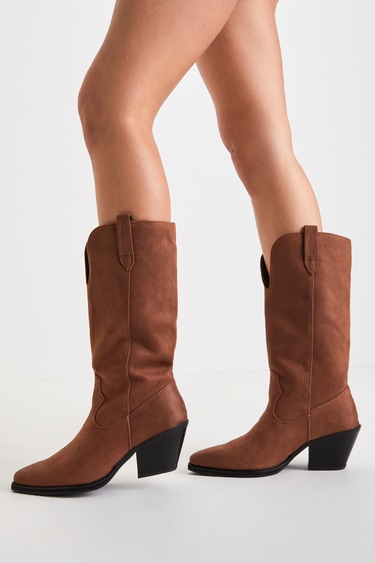 Matisse Bodhi Saddle Brown Suede Pointed-Toe Mid-Calf Western Boots