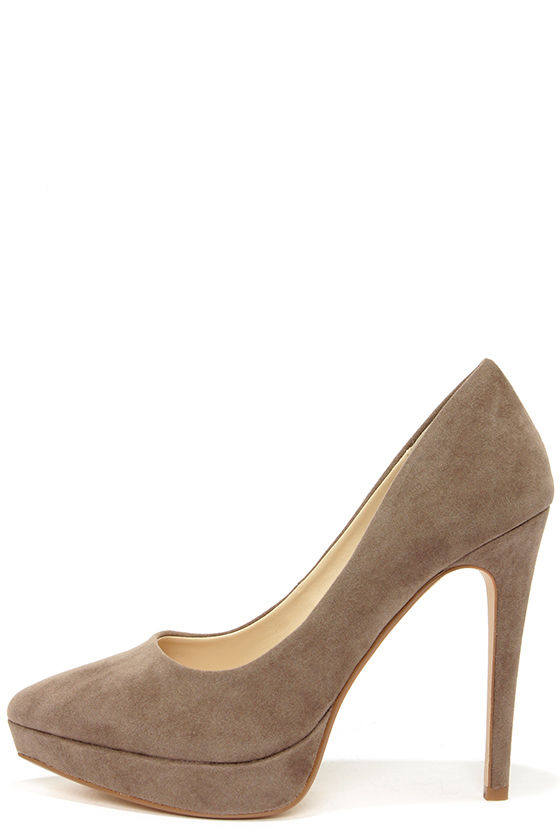 taupe platform pumps
