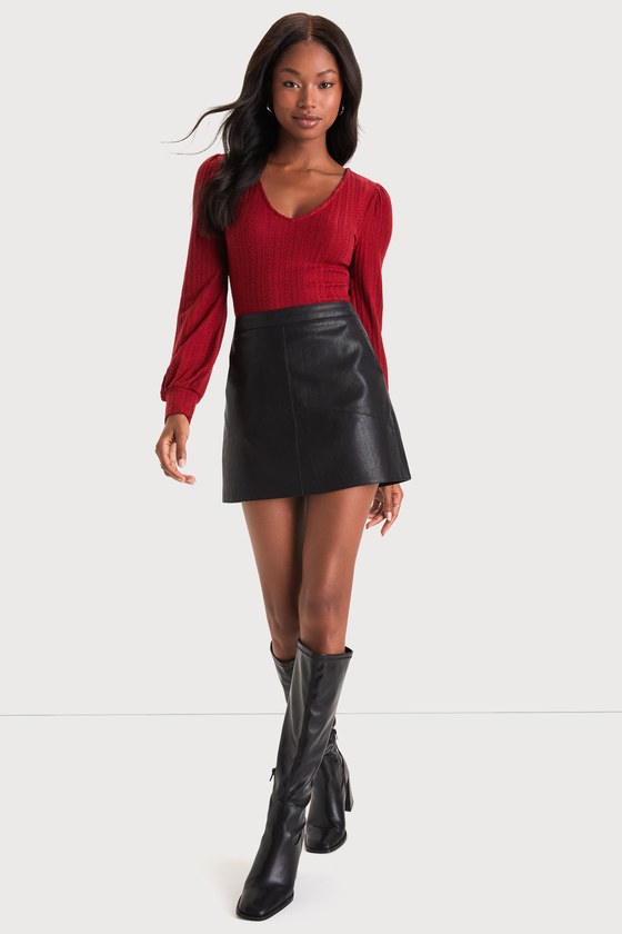 One Collective - Kul Pointelle High Neck Knit - Wine Red