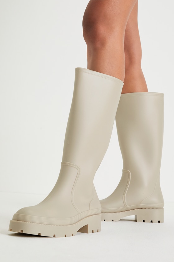 Neeve Ivory Lug Sole Knee-High Rain Boots 1