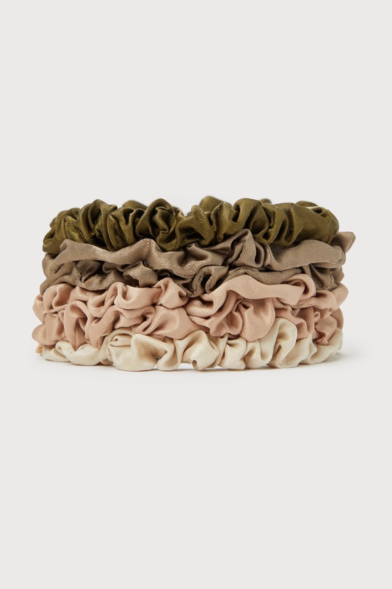 Kitsch Brown Tress Tamer Taupe Multi Petite 6-Piece Satin Scrunchie Set