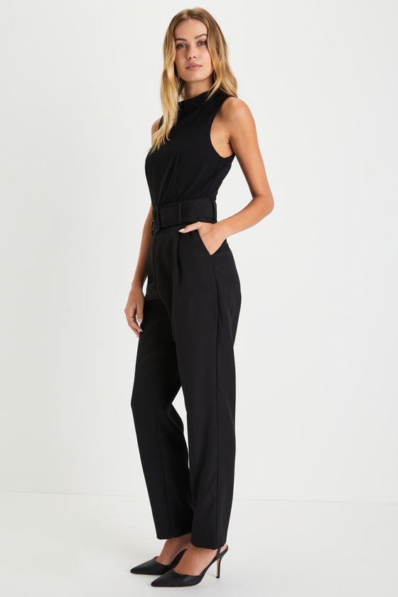 Sophisticated Edge Black Sleeveless Belted Wide Leg Jumpsuit 7