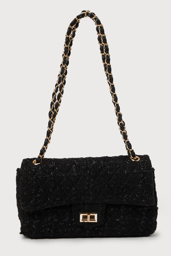 CHAIN SHOULDER BAG CUIR TRIOMPHE IN SHINY CALFSKIN - BLACK | CELINE