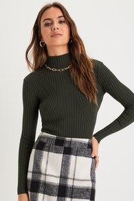 Crawford Dark Green Long Sleeve Mock Neck Bodysuit 1