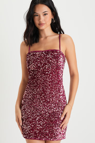 Perfect Sparkle Mauve Sequin Lace-Up Mini Dress