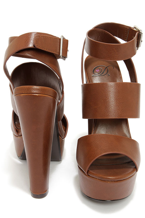 Amazon.com | Allegra K Women's Lace Up Platform Chunky High Heels Brown  Sandals 6 M US | Platforms & Wedges