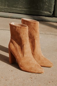 Phoenixx Brown Suede Pointed-Toe Ankle Booties
