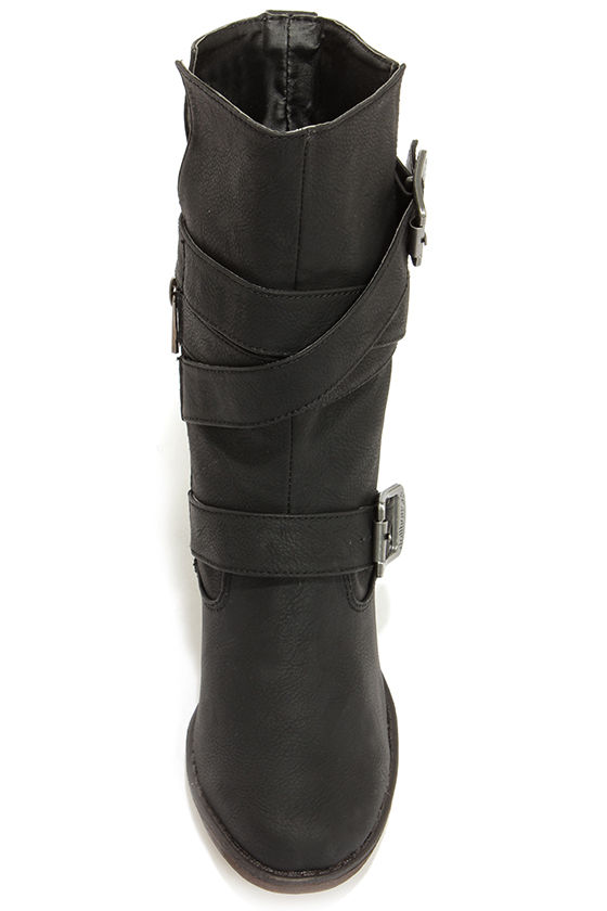 Cute Black Boots - Vegan Leather Boots - Mid Calf Boots - $45.00
