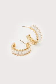 Perfect Glow 14KT Gold Rhinestone Hoop Earrings