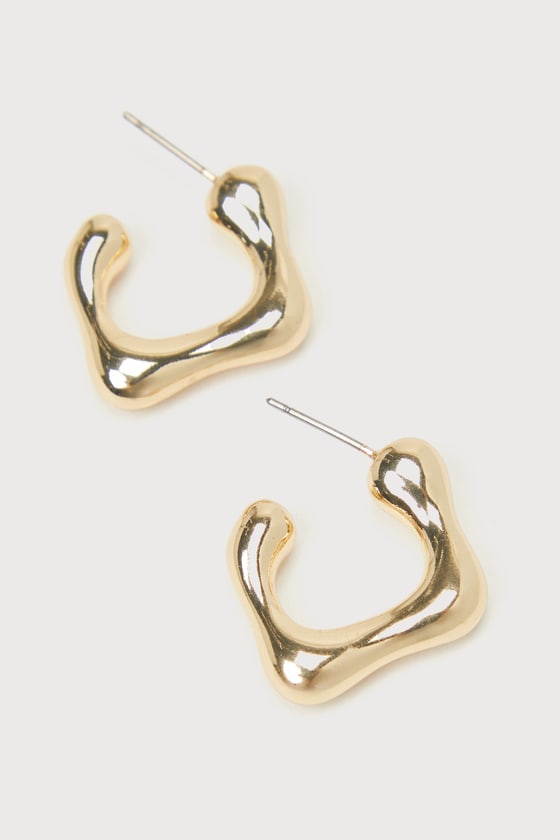 Square Hoop Earrings For Women - Gold Rectangle Stud Dangle Earrings, Modern Minimalist - View #6