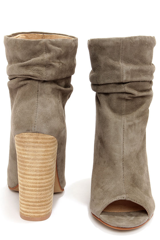 grey open toe bootie