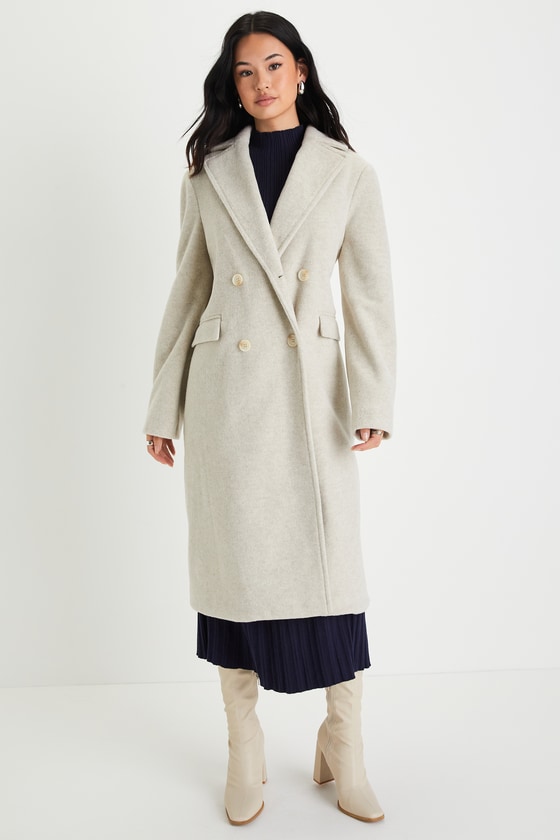 Lulus Brisk Elegance Light Beige Double-breasted Coat