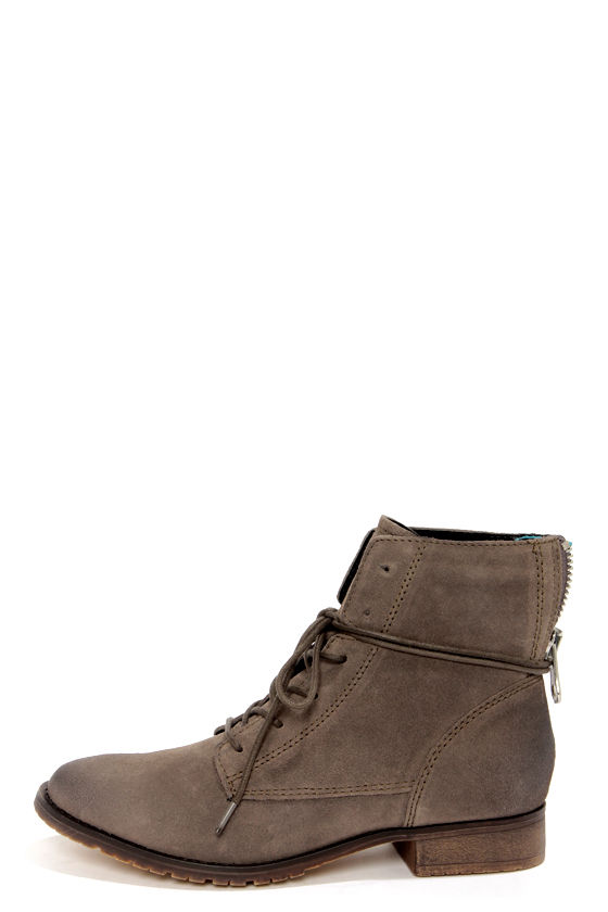 Steve Madden Rawlings Grey Suede Lace-Up Ankle Boots