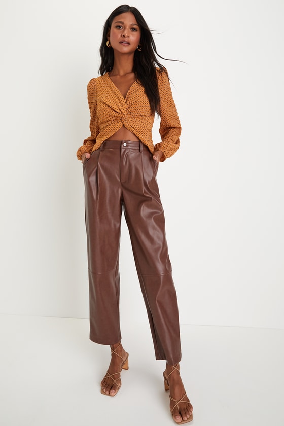 Mustard Yellow Top - Geo Print Top - Twist-Front Top - 70s Top - Lulus
