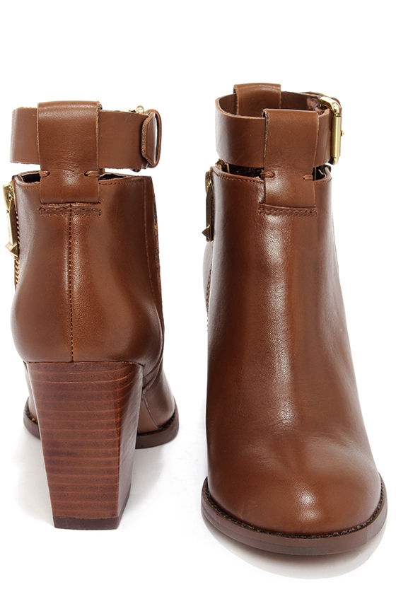 tan high heel booties