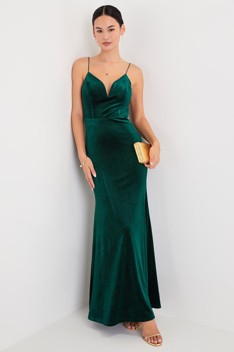 Enchanted Emerald Evening Halter Dress