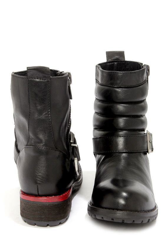 black mid calf motorcycle boots
